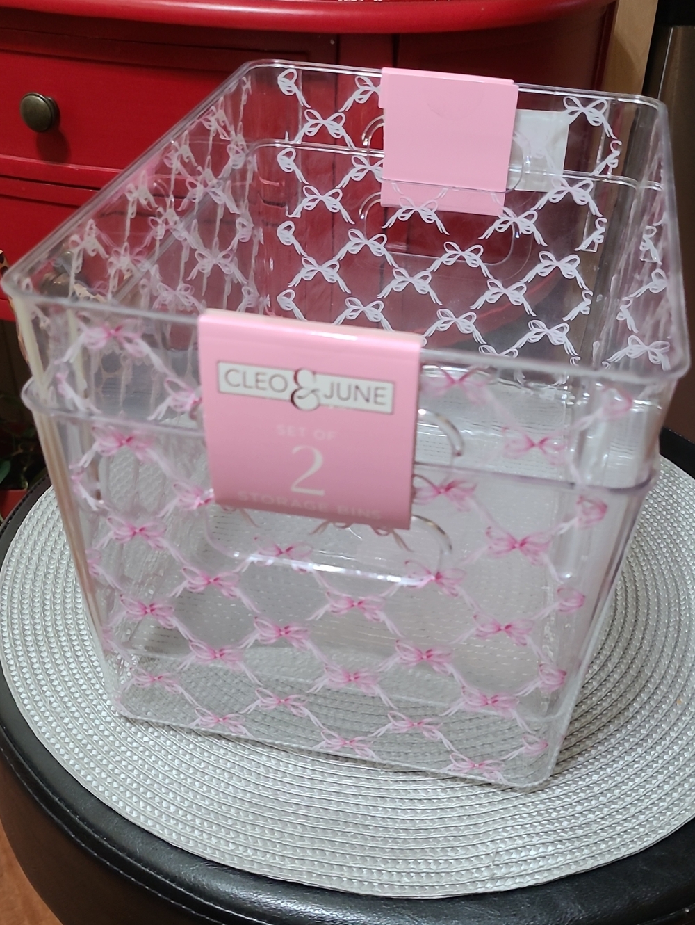 Cleo & June Decorative Bow Storage Bin  Set